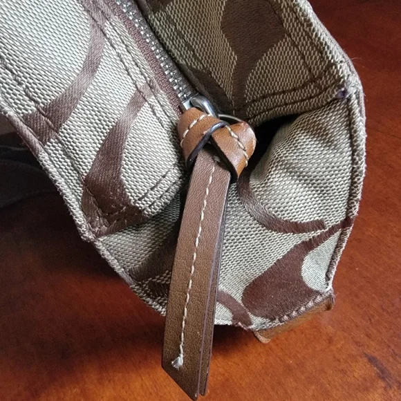 Coach North South Signature Duffel in Khaki Jacquard w/ Brown Leather #F17490 - Picture 12 of 15